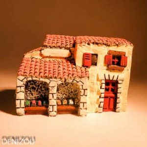 Mini arcade-écurie en plâtre pour santons puces (2cm)