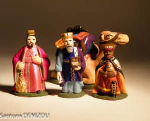 Santon rois mages et dromadaire en 4 cm