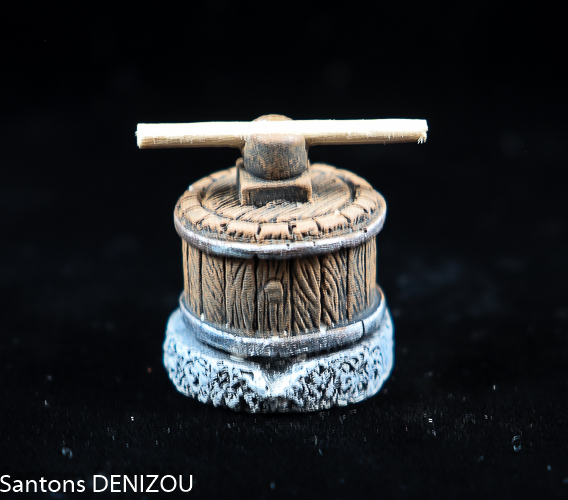 Pressoir en plâtre à l'échelle des santons puce de 2cm