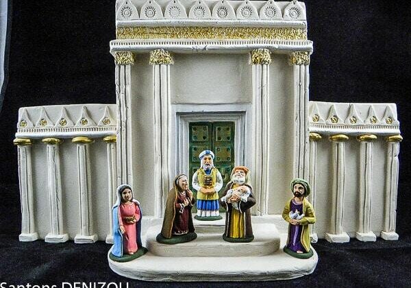 Creche Blanche et temple large 7cm 2