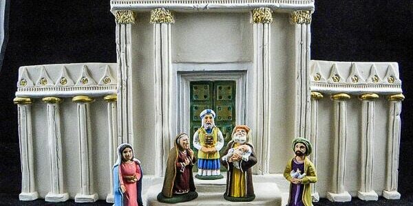Creche Blanche et temple large 7cm 2